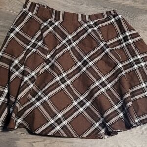 SHEIN Girls Brown Plaid Mini Skirt